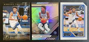 lot 16A image: Anthony Edwards RC Lot Chronicles #101, Xr #295, Threads #87 Rookie Minnesota Timberwolves Basketball Cards