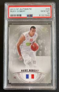 lot 18A image: Rudy Gobert PSA 10 Gem Mint RC 2013-14 SP Authentic Basketball #49 Rookie Minnesota Timberwolves Basketball Card