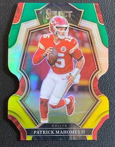 lot 47A image: Patrick Mahomes Tri-Color Die Cut Prizm 2022 Select #148 Football Card
