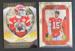 lot 50A image: Patrick Mahomes II 2 Card Lot - 2020 Prizm Brilliance #9 and 2019 Donruss Optic Elite Series #ES-23 Football Cards