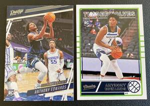 lot 10A image: Anthony Edwards 2 RC Lot - Chronicles Classics #635 and Prestige #58 Minnesota Timberwolves Rookie Basketball Card