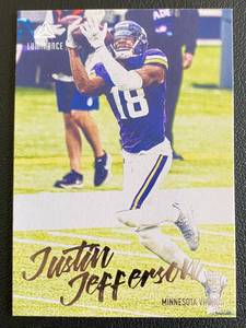 lot 60A image: Justin Jefferson RC 2020 Luminance #217 Rookie Minnesota Vikings Football Card