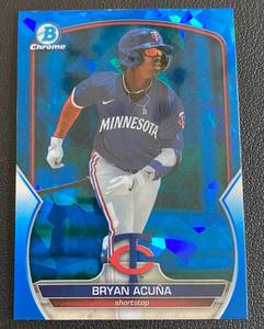 lot 80A image: Bryan Acuna Sapphire 2023 Bowman Chrome #BDC-39 Minnesota Twins Baseball Card