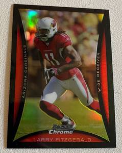 lot 83A image: Larry Fitzgerald Black Refractor 2008 Bowman Chrome #BC173 Football Card