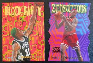 lot 89A image: Dennis Rodman 2 Card Die Cut and Insert Basketball Lot