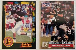 lot 92A image: Brett Favre 2 RC Rookie Football Card Lot