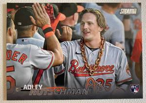 lot 101A image: Adley Rutschman RC 2023 Topps Stadium Clun #104 Rookie Baseball Card