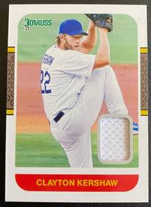 lot 104A image: Clayton Kershaw Relic 2021 Donruss #87M-CK Baseball Card