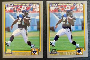 lot 105A image: LaDainian Romlinson 2 RC Lot 2001 Topps #350 Rookie Football Card