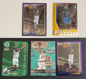 lot 111A image: Kevin Garnett 5 Card Insert Lot Minnesota Timberwolves Basketball Cards