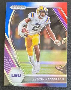 lot 7B image: Justin Jefferson 2021 Prizm Draft Picks #56 Minnesota Vikings Football Card