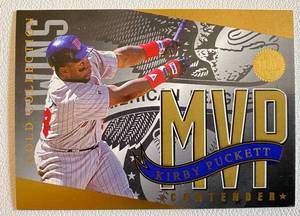 lot 18B image: Kirby Puckett 1994Leaf Gold Collection MVP Contender #AL10 Minnesota Twins Baseball Card