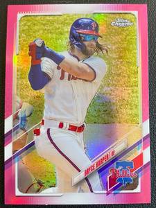 lot 19B image: Bryce Harper 2021 Pink Topps Chrome #134 Baseball Card