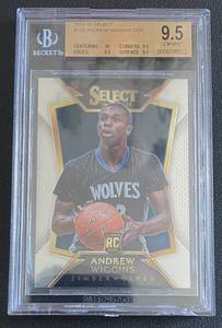 lot 5D image: Andrew Wiggins Beckett 9.5 Gem Mint RC 2014-15 Select #100 Rookie Minnesota Timberwolves Basketball Card