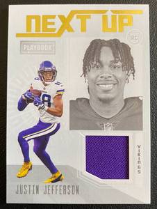 lot 6D image: Justin Jefferson RC Relic 2020 Playbook Football Next Up #NU-14 Rookie Minnesota Vikings Football Card