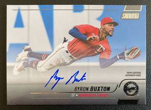 lot 8D image: Byron Buxton On Card Auto 2022 Topps Stadium Culb Certified Autograph #SCBA-BB Minnesota Twins Baseball Card