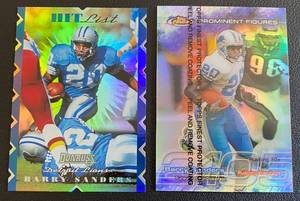 lot 11D image: Barry Sanders 2 Card Numbered Lot - 1999Topps Finest #PF31 2105 and 1996 Donruss Hitlist Die Cut #3 10000 Football Cards