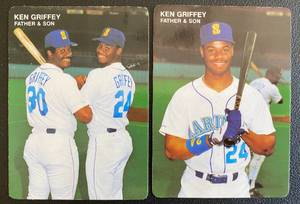 lot 8E image: Ken Griffey Jr. 2 Card 1991 Mothers Cookies Baseball Card Lot