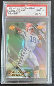 lot 4F image: Peyton Manning PSA 9 1000 1999 Collectors Edge Masters Galvanized #87, numbered 09791000, Rare Football Card