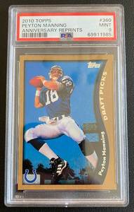lot 23F image: Peton Manning PSA 9 Mint 2010 Topps Anniversary Reprints #360 Football Card