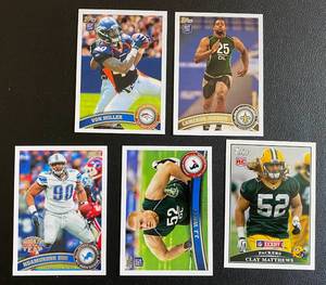 lot 26F image: NFL Defensive Star Rookie 5 Card Lot - Clay Matthews, Suh, JJ Watt, Von Miller, Cameron Jordan Football Cards