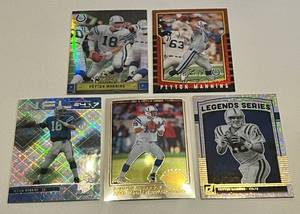 lot 29F image: Petyton Manning 5 Card Lot - 2nd Yeear, Inserts, Chrome, Reserve Football Cards