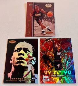 lot 35F image: Allen Iverson 3 Card Insert Basketball Lot with numbered 1989