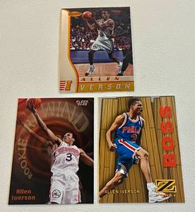 lot 36F image: Allen Iverson 3 Card Insert Basketball Lot