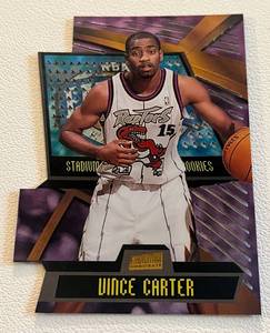 lot 38F image: Vince Carter RC Die Cut 1999 Topps Stadium Club Triumvirate #T16C Rookie Basketball Card