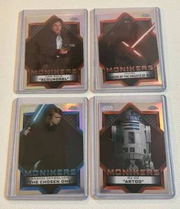 lot 7G image: 4 Card Star Wars Topps Chrone Lot Han Solo, R2-D2, Anakin Skywalker, and Kylo Ren