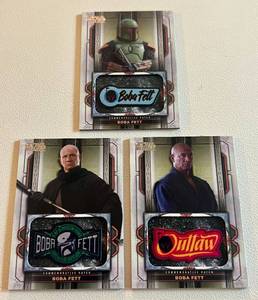 lot 9G image: 3 Boba Fett Commemorative Patch Cards Topps Star Wars Card