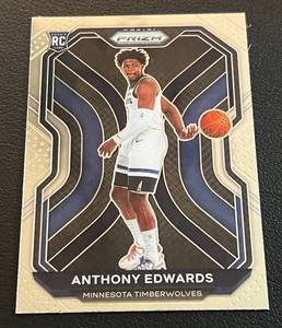 lot 3J image: Anthony Edwards RC 2020-21 Prizm #258 Rookie Minnesota Timberwolves Basketball Card