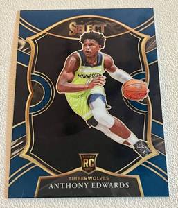 lot 5J image: Anthony Edwards RC 2020-21 Select Concourse #61 Rookie Minnesota Timberwolves Basketball Card