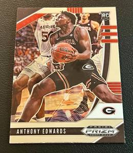 lot 9J image: Anthony Edwards RC 2020 Prizm Draft Picks #1 Rookie Minnesota Timberwolves Basketball Card