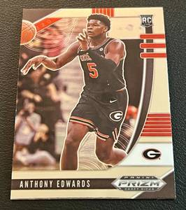 lot 10J image: Anthony Edwards RC 2020 prizm Draft Picks #41 Rookie Minnesota Timberwolves Basketball Card
