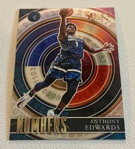 lot 15J image: Anthony Edwards RC 2020-21 Select Numbers #15 Rookie Minnesota Timberwolves Basketball Card