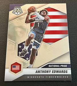 lot 19J image: Anthony Edwards RC 2020-21 Mosaic National Pride #252 Rookie Minnesota Timberwolves Basketball Card