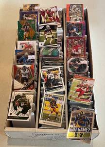 lot 5C image: Football Stars Large Box of Thousands Sorted By Player - Kyler Murray, Terry Bradshaw, Rashad Bateman, Deebo Samuel, Keenan Allen,  Clay Matthews, Ezekiel Elliot, Justin Fields, and more