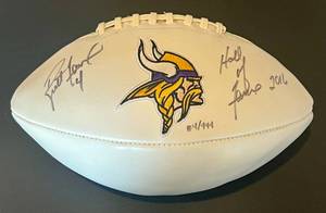 lot 2B image: Brett Favre Signed Minnesota Vikings Football Inscribed Hall of Fame 2016 - Limited Edition Numbered #444 - Jersey Number Match - With Favre COA and Display Case