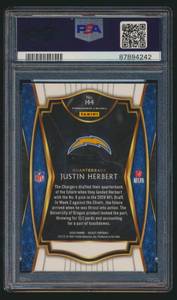 lot 4C image: Justin Herbert PSA 10 Gem Mint 2020 Panini Select #144 Football Card