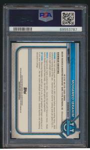 lot 10H image: Mohamed Ibrahim PSA 10 Gem Mint 2021 Bowman University Chrome Prospects Pink Refractor #36 University of Minnesota Football