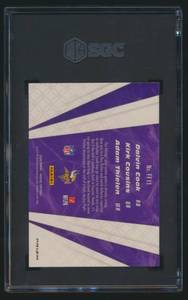 lot 25 image: 2020 Mosaic Minnesota Vikings Flea Flicker Green Prizm #FF11 SGC Graded 10 Gem Mint - Adam Thielen, Kirk Cousins, Dalvin Cook Football Card