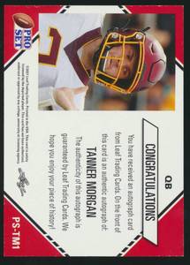 lot 36B image: Tanner Morgan Auto RC 2021 Leaf Pro Set #PS-TM1 University of Minnesota Signed Football Card