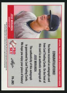 lot 35 image: Jose Miranda Auto RC 2021 Leaf Pro Set #PA-JM3 Minnesota Twins Rookie Signed Baseball Card