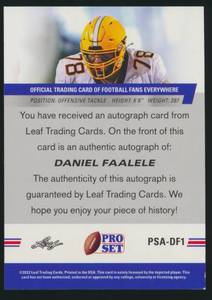 lot 37 image: Daniel Faalele Auto RC 2022 Leaf Pro Set #PSA-DF Signed University of Minnesota Football Card