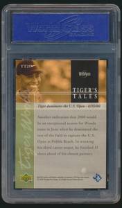lot 42B image: Tiger Woods WCG Graded 10 Gem Mint 2001 Upper Deck Gold #TT-25 Rookie Tigers Tales Golf Card