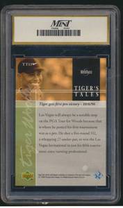lot 43B image: Tiger Woods MINT Graded 10 Gem Mint 2001 Upper Deck Gold #TT-30 Rookie Tigers Tales Golf Card