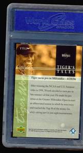 lot 45B image: Tiger Woods WCG Graded 10 Gem Mint 2001 Upper Deck Gold #TT-12 Rookie Tigers Tales Golf Card