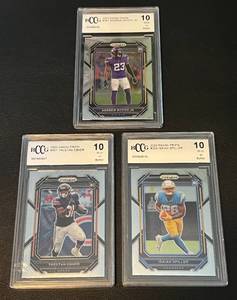 lot 99B image: 2022 Prizm 3 RC Gem Mint 10 Graded Lot - Isaiah Spiller #324, Andrew Booth Jr. #387, Trestan Ebner #351 Rookie Football Cards