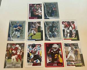 lot 31D image: 10 Card NFL Star RC Lot - CeeDee Lamb, Deebo Samuel, Brandon Aiyuk, Kyler Murray, (2) Daniel Jones, DK Metcalf, (3) AJ Brown and Cam Akers Football Cards
